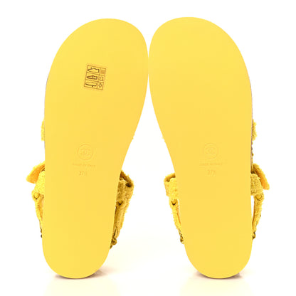 Chanel Tweed Chain Sandals 37.5 Yellow 5 of 9