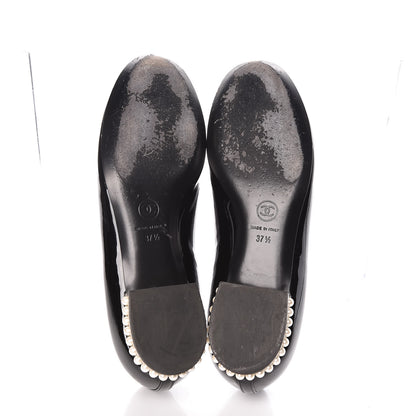 Chanel Patent Calfskin Pearl CC Oxfords 37.5 Black 7 of 10