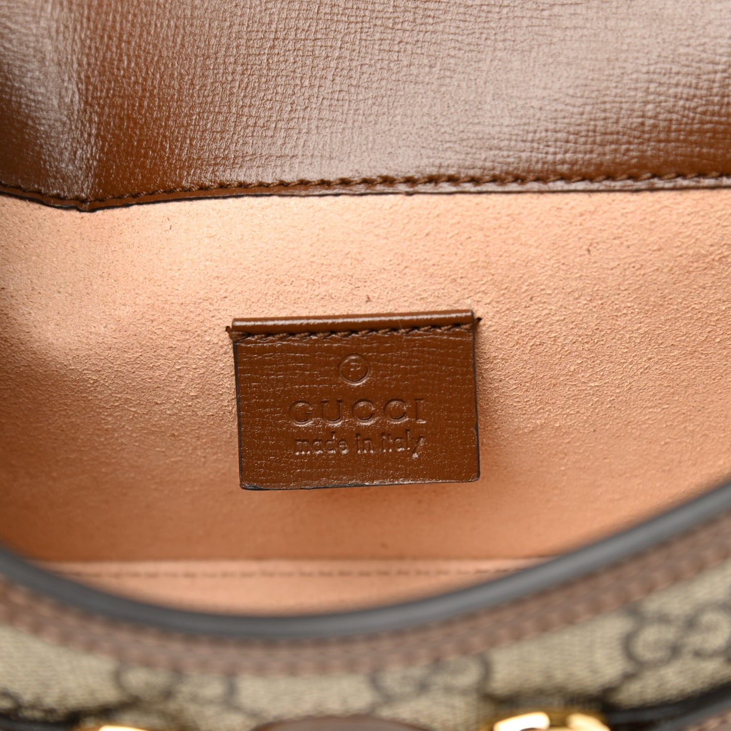 GG Supreme Monogram Mini Horsebit 1955 Shoulder Bag Beige Brown Sugar