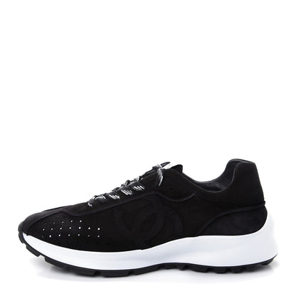 Chanel Suede Goatskin CC Sneakers 41 Black 1 of 10