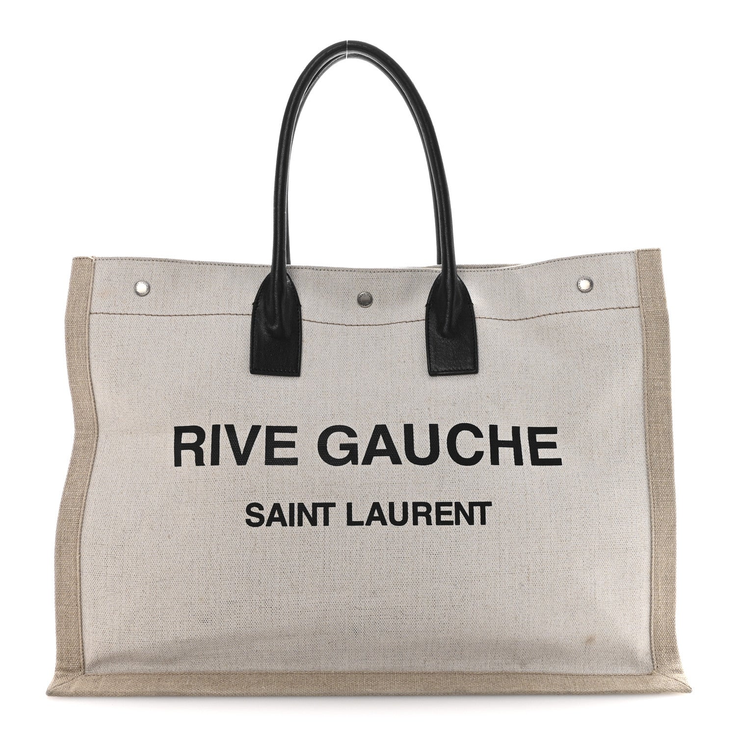 Saint Laurent Linen Calfskin Rive Gauche Tote Greggio Natural 1 of 15