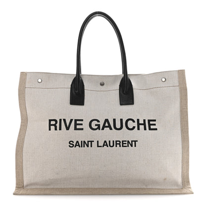 Saint Laurent Linen Calfskin Rive Gauche Tote Greggio Natural 1 of 15