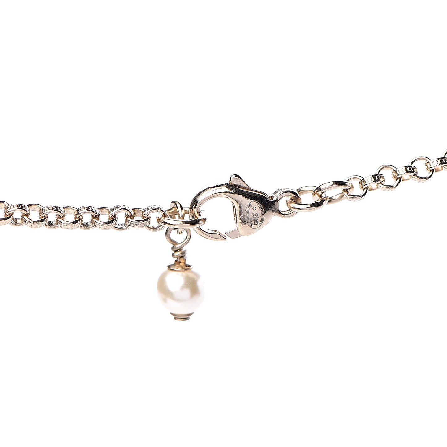 Pearl CC Pendant Necklace Golden Pearly White