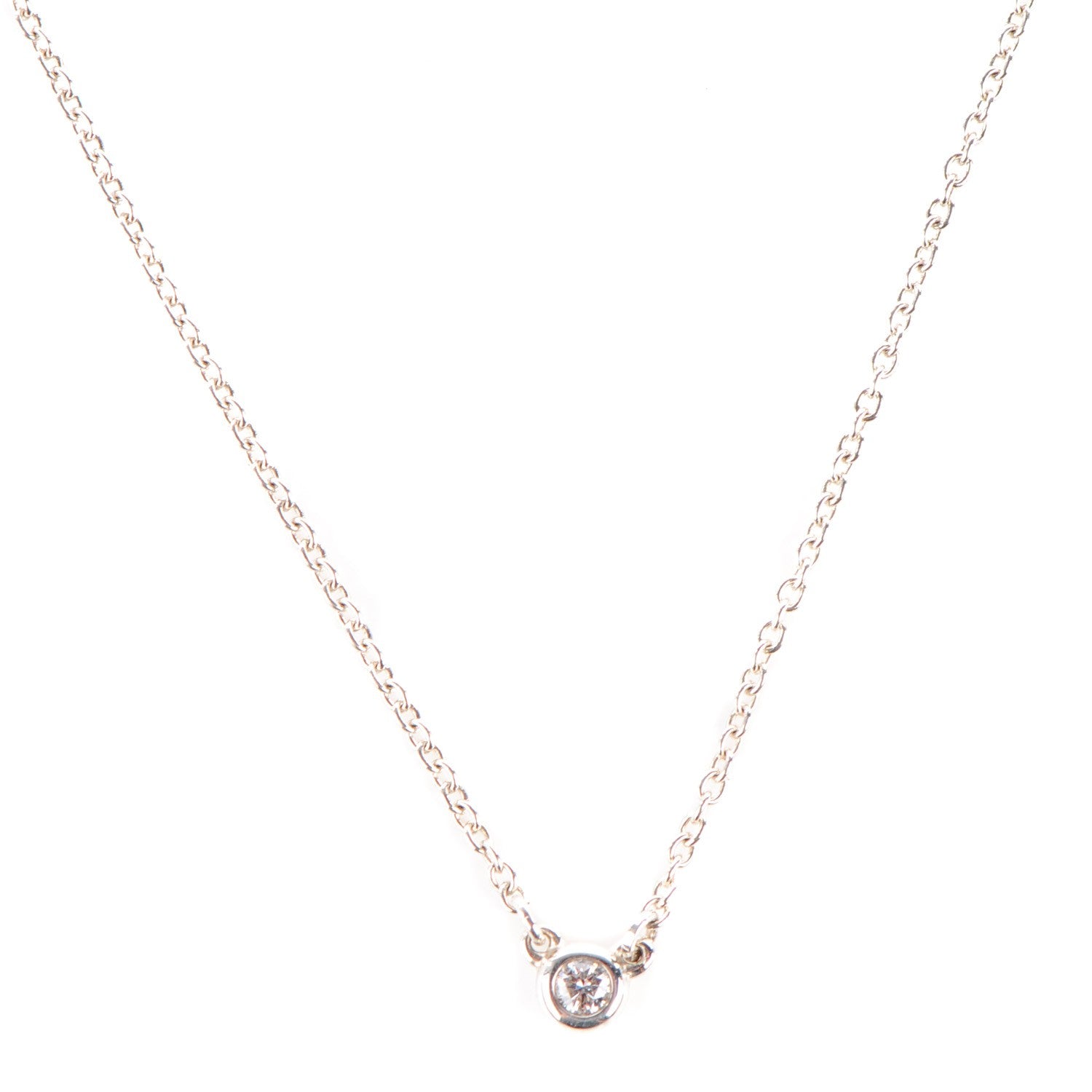 Tiffany Sterling Silver Diamond .05ct Elsa Peretti Diamonds by the Yard Pendant Necklace 1 of 10