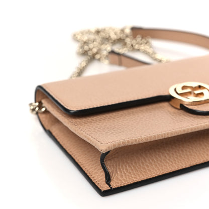 Gucci Dollar Calfskin Interlocking G Chain Wallet Camelia 7 of 9