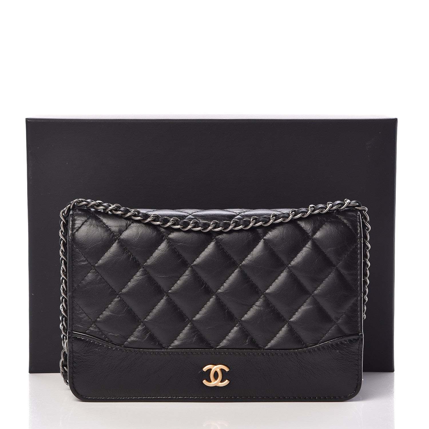 Chanel Aged Calfskin Quilted Gabrielle Wallet On Chain WOC Black 17 of 17