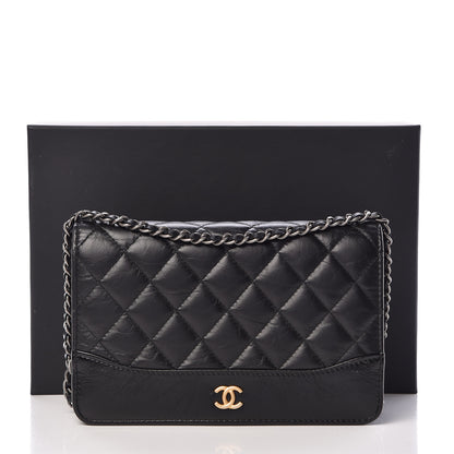 Chanel Aged Calfskin Quilted Gabrielle Wallet On Chain WOC Black 17 of 17