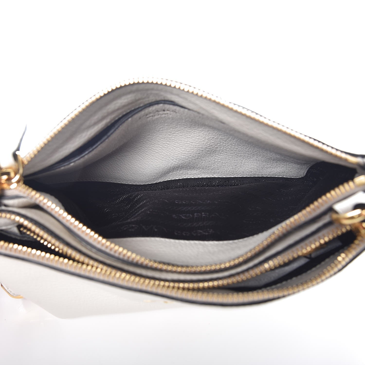 Prada Vitello Phenix Double Zip Crossbody Bag Bianco 5 of 9