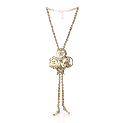 Chanel Metal Paris Dallas CC Sheriff Badge Star Bolo Necklace Gold 3 of 6