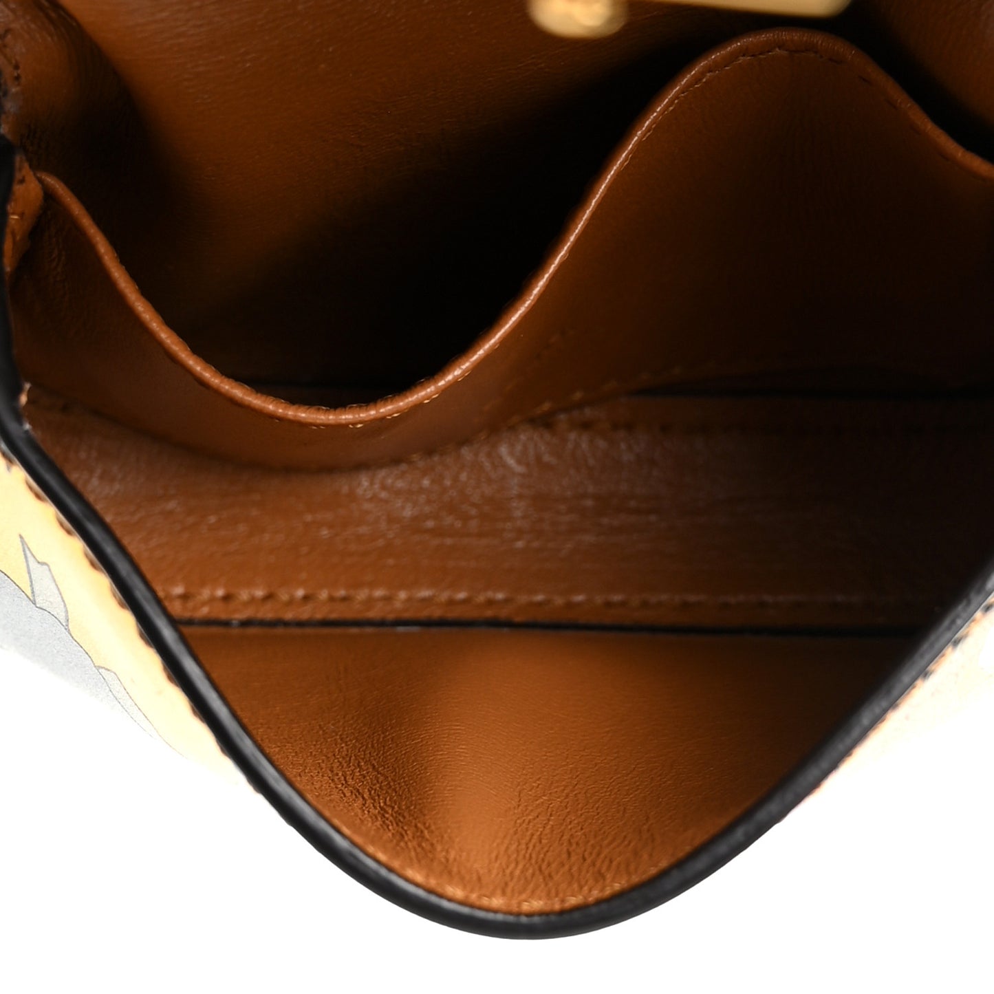 Metallic Calfskin Floral Nano Baguette Charm Bronze