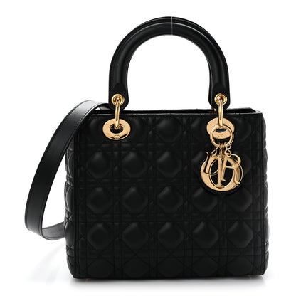 Christian Dior Lambskin Cannage Medium Lady Dior Black 2 of 25