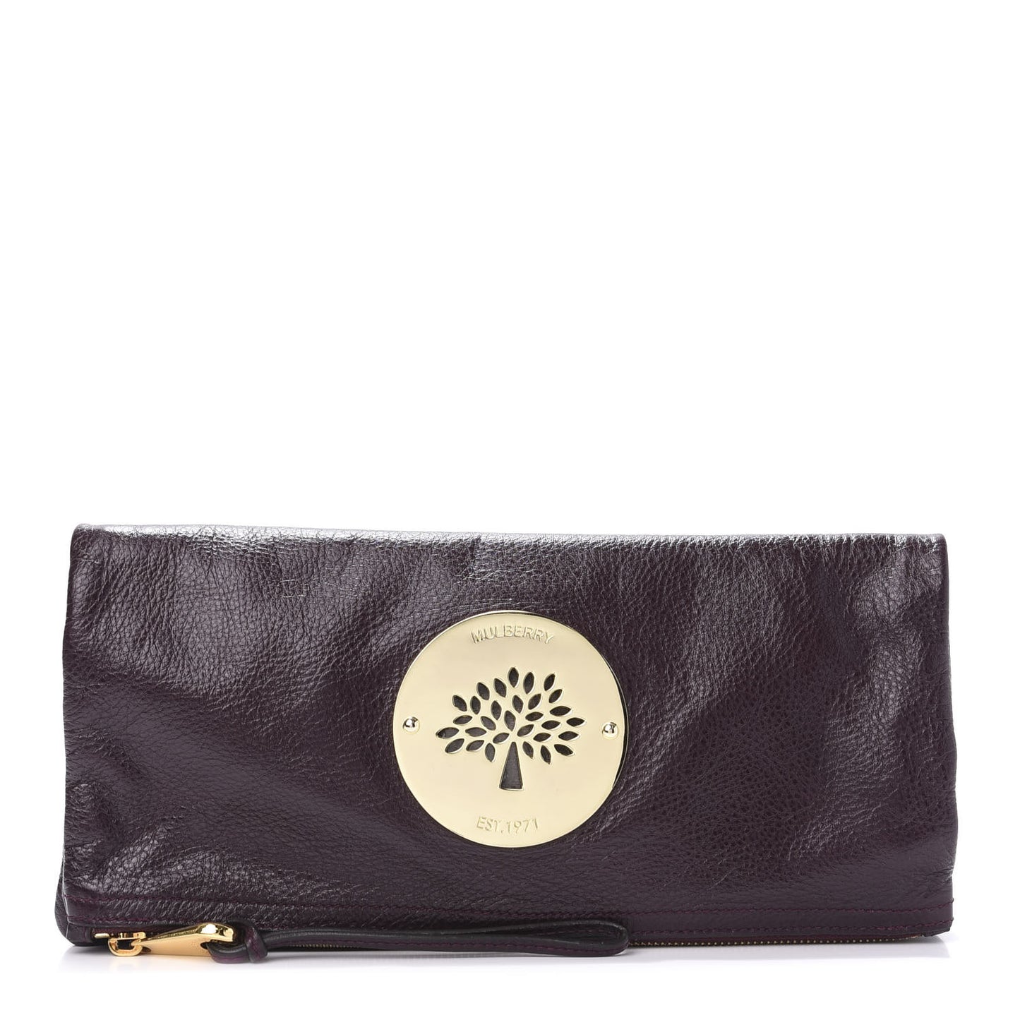 Spongy Pebbled Calfskin Daria Clutch Oxblood