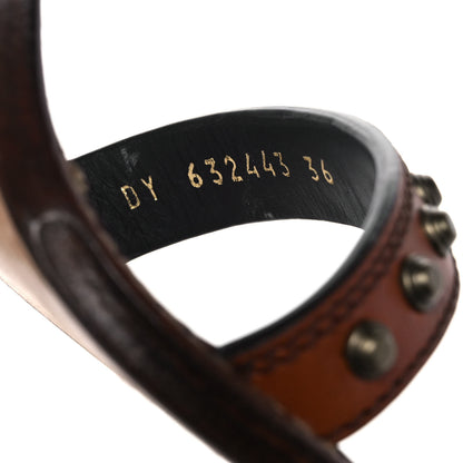 Saint Laurent Calfskin Studded Sandal Pumps 36 Brown 8 of 11