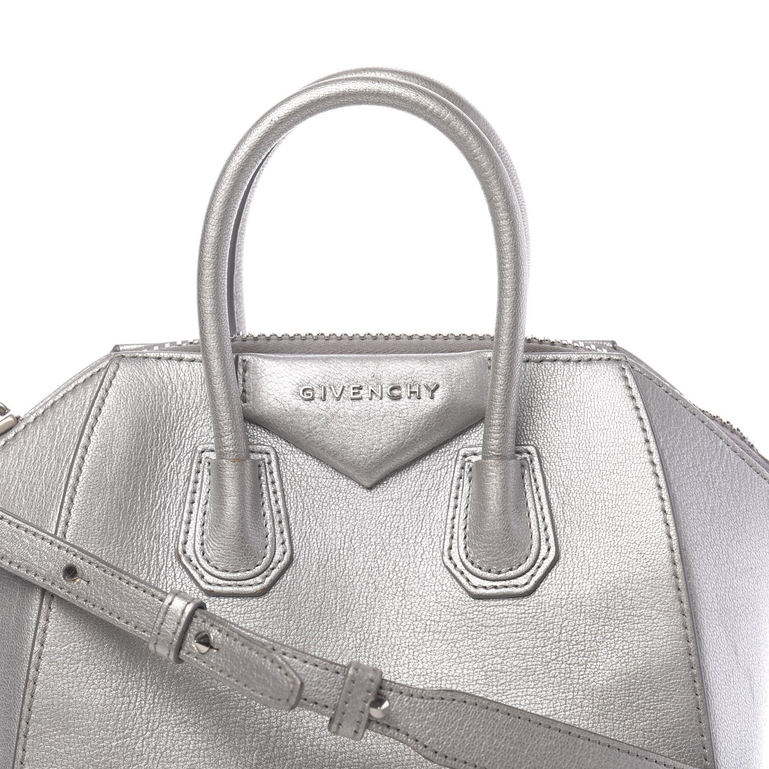 Givenchy Metallic Sugar Goatskin Mini Antigona Silver 14 of 27