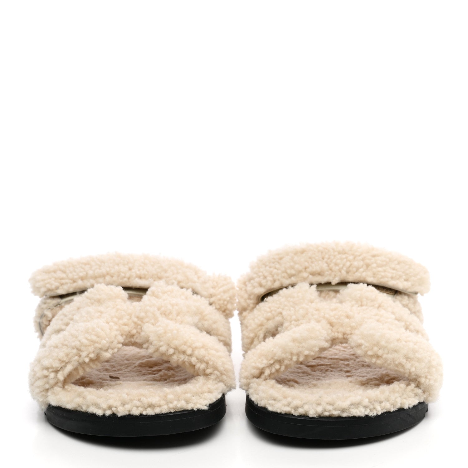 Hermes Woolskin Womens Chypre Sandals 40 Ecru 2 of 9