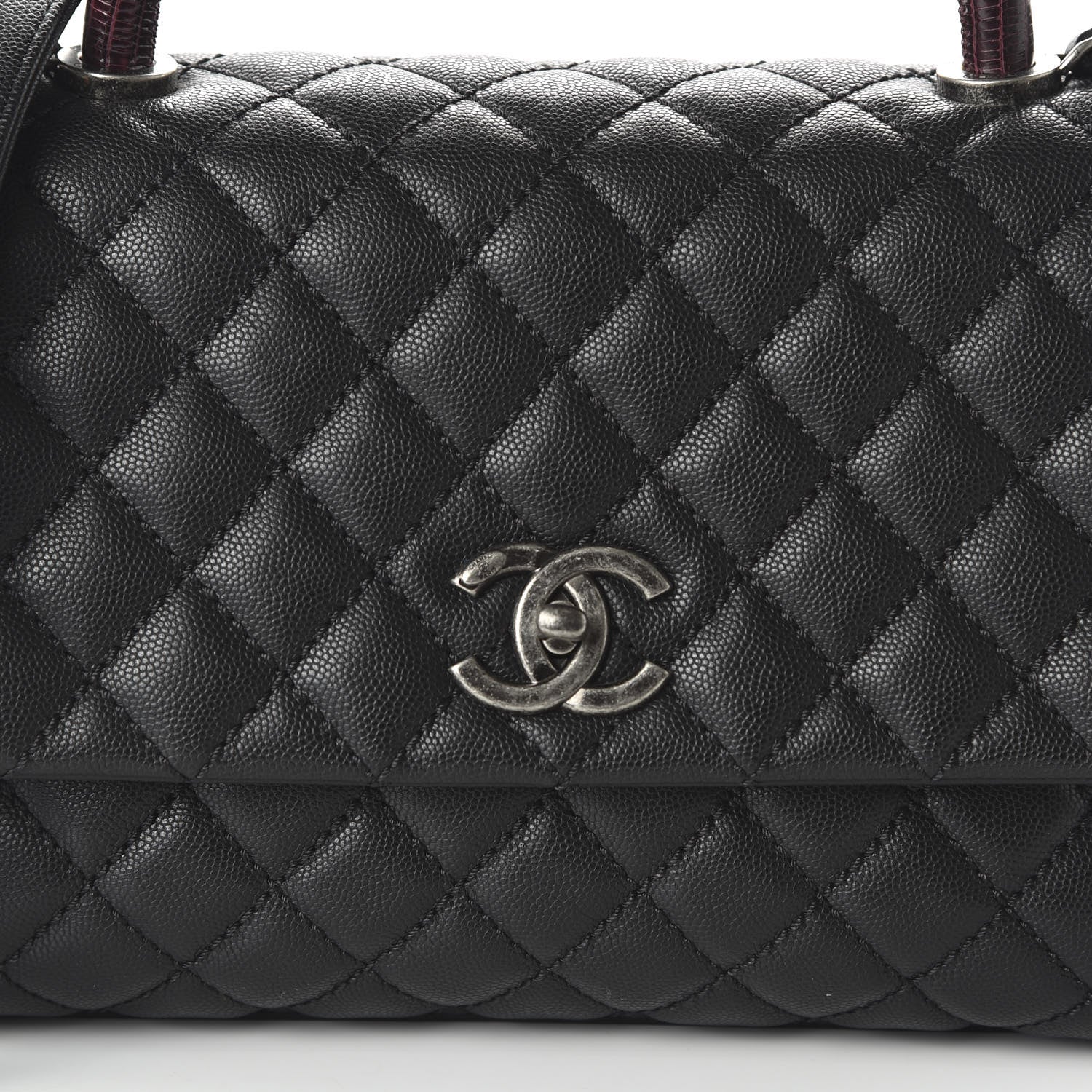 Chanel Caviar Lizard Quilted Small Coco Handle Flap Black 10 of 11