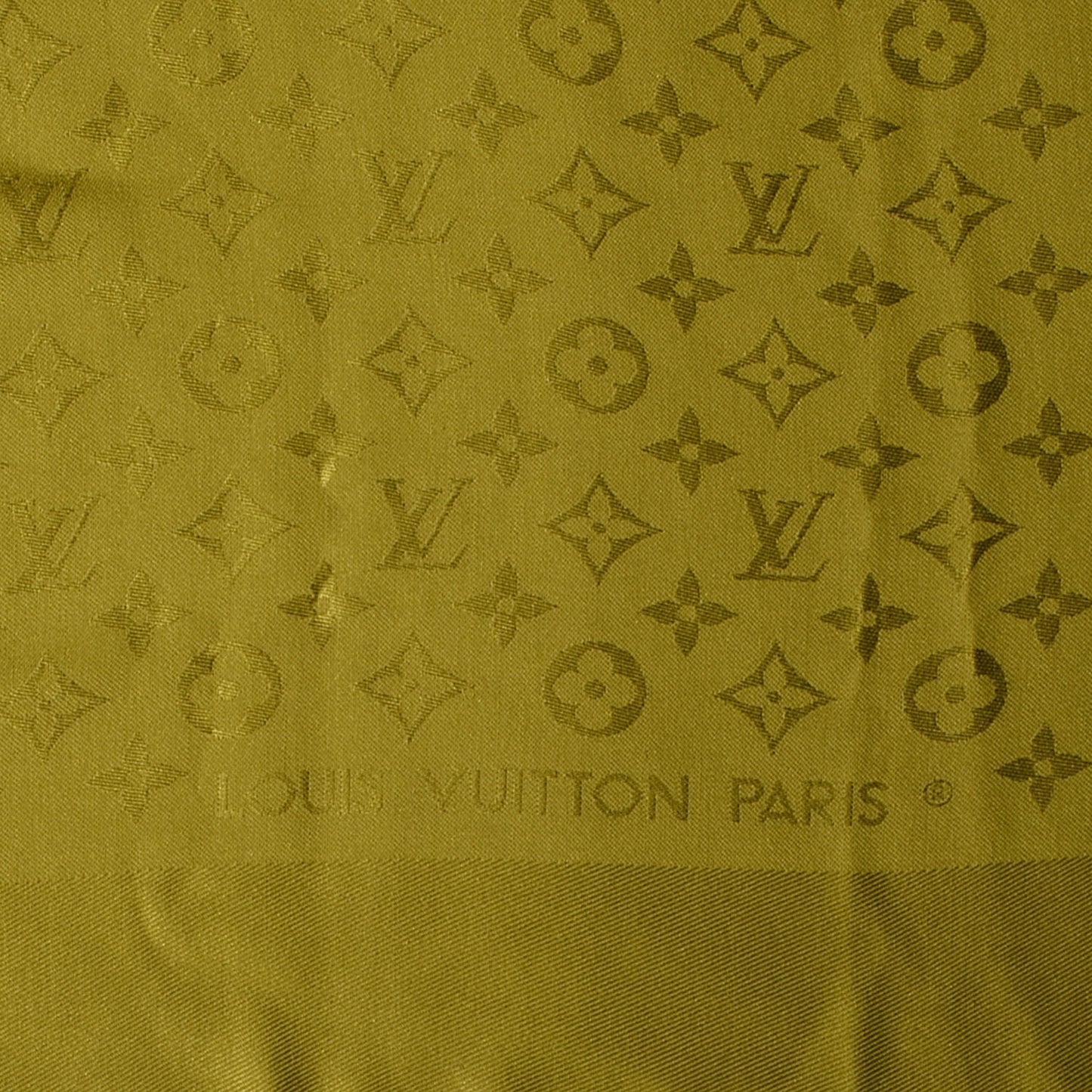 Wool Silk Monogram Shawl Green