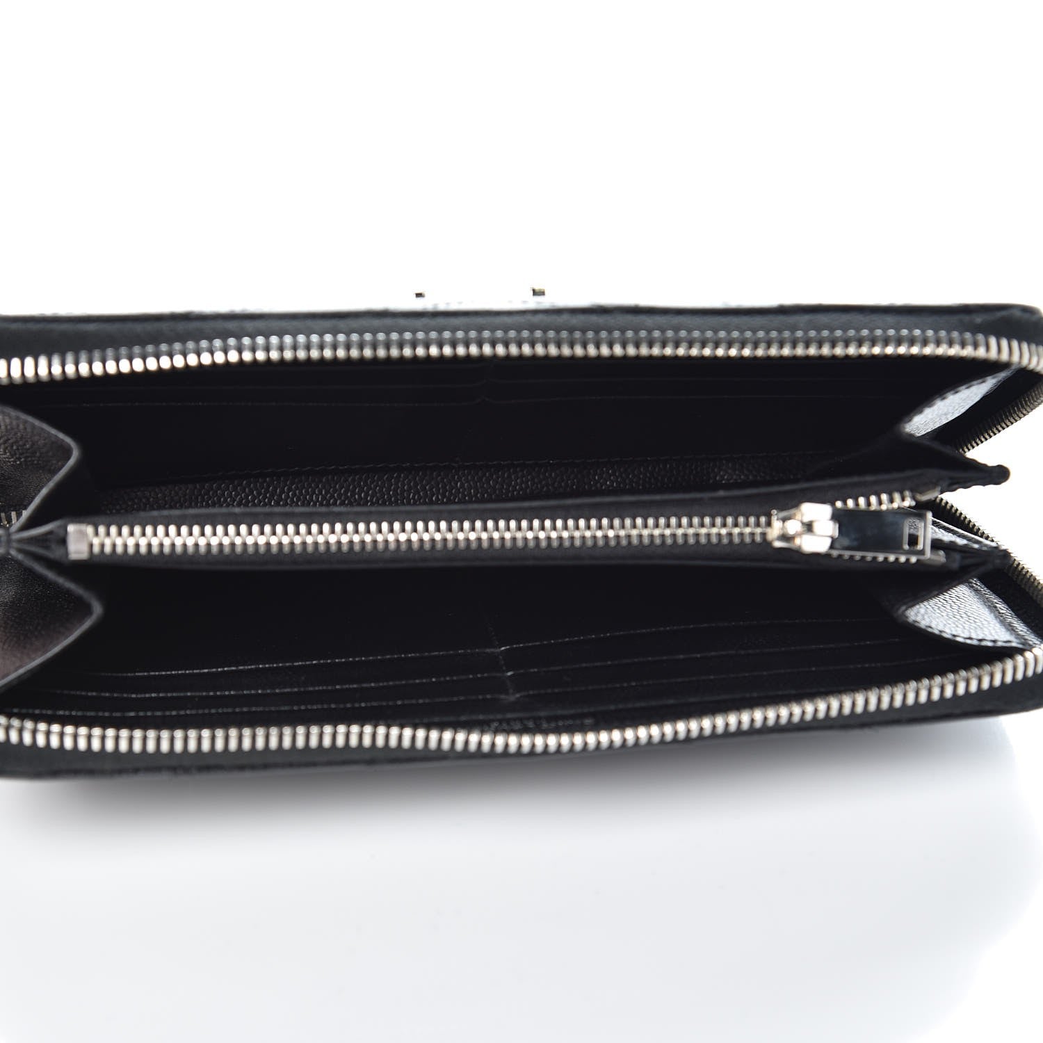 Saint Laurent Grain De Poudre Matelasse Chevron Monogram Zip Around Wallet Black 5 of 9