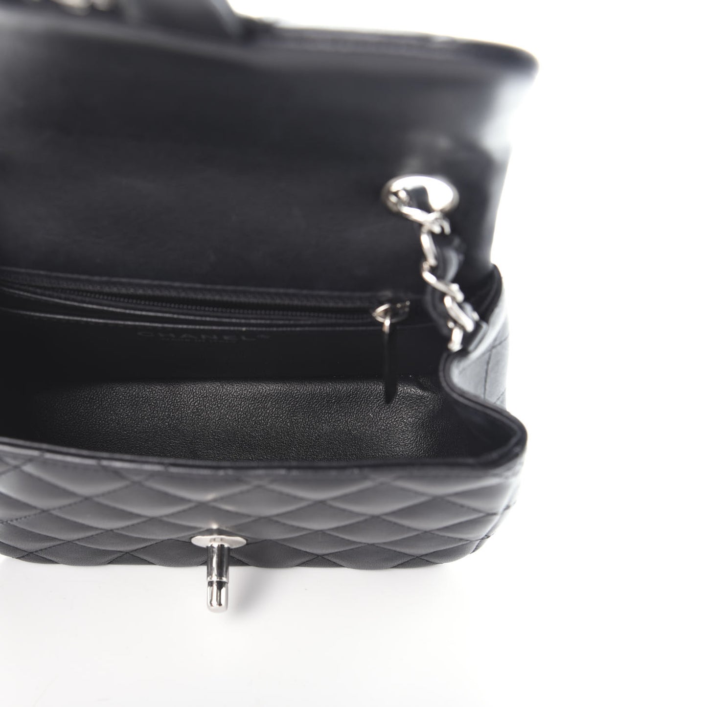 Lambskin Quilted Mini Square Flap Black
