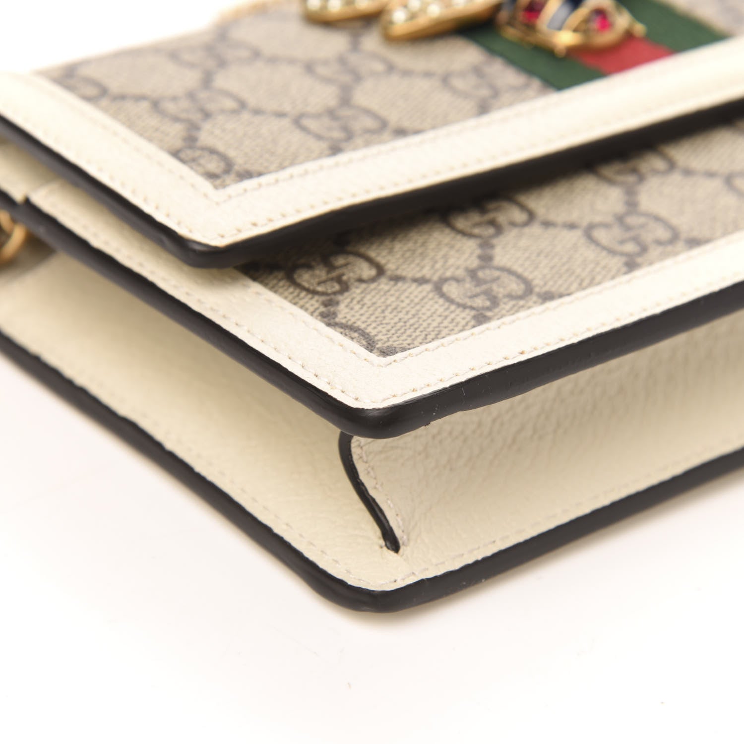Gucci GG Supreme Monogram Web Queen Margaret Chain Wallet White 7 of 10