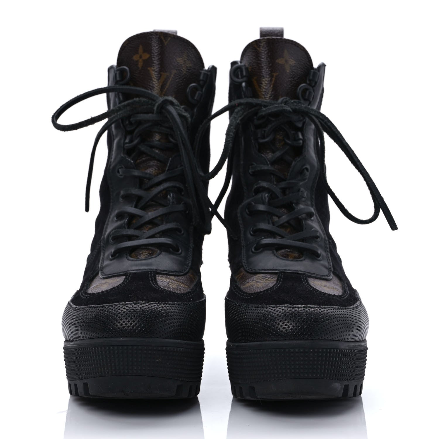 Louis Vuitton Suede Calfskin Monogram Laureate Platform Desert Boots 40 Black 2 of 10