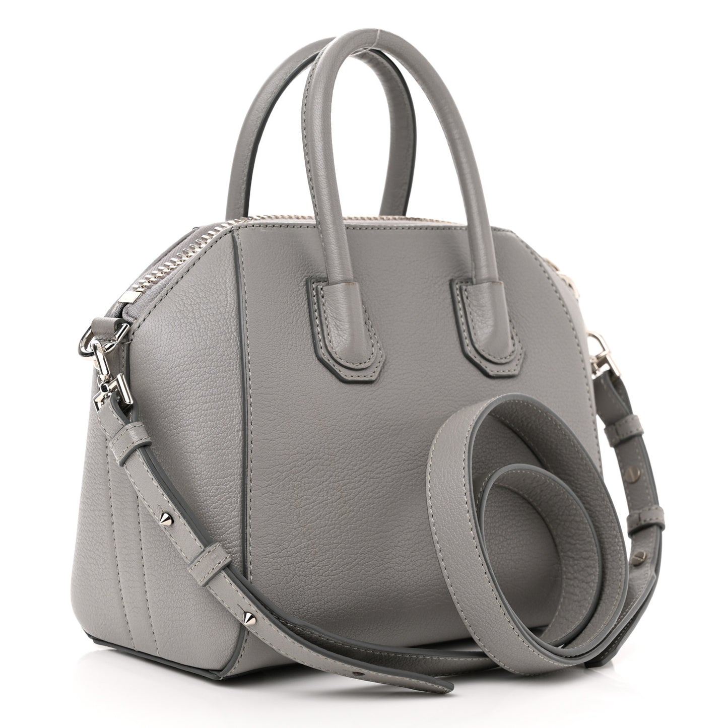Sugar Goatskin Mini Antigona Pearl Grey