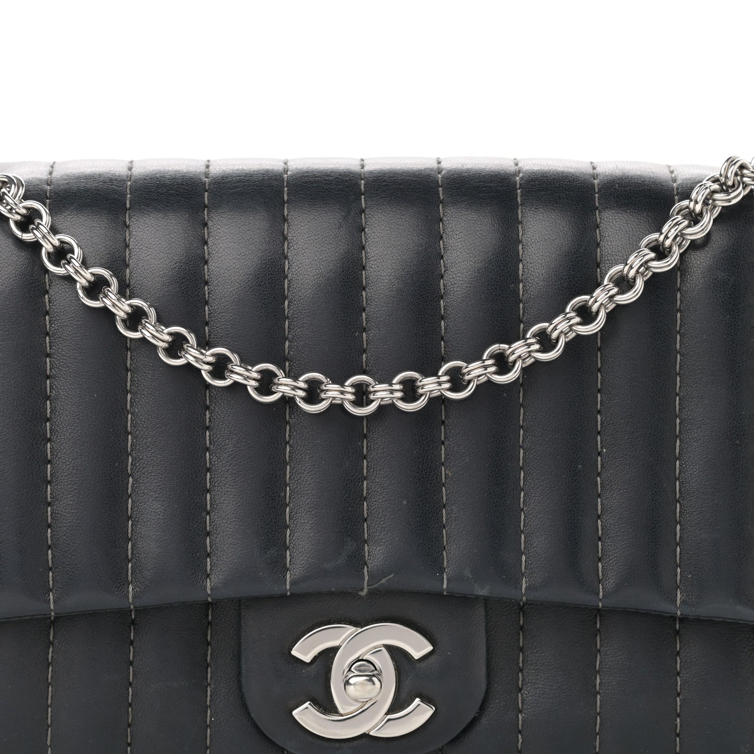 Chanel Lambskin Vertical Quilted Medium Single Flap Black 8 of 12