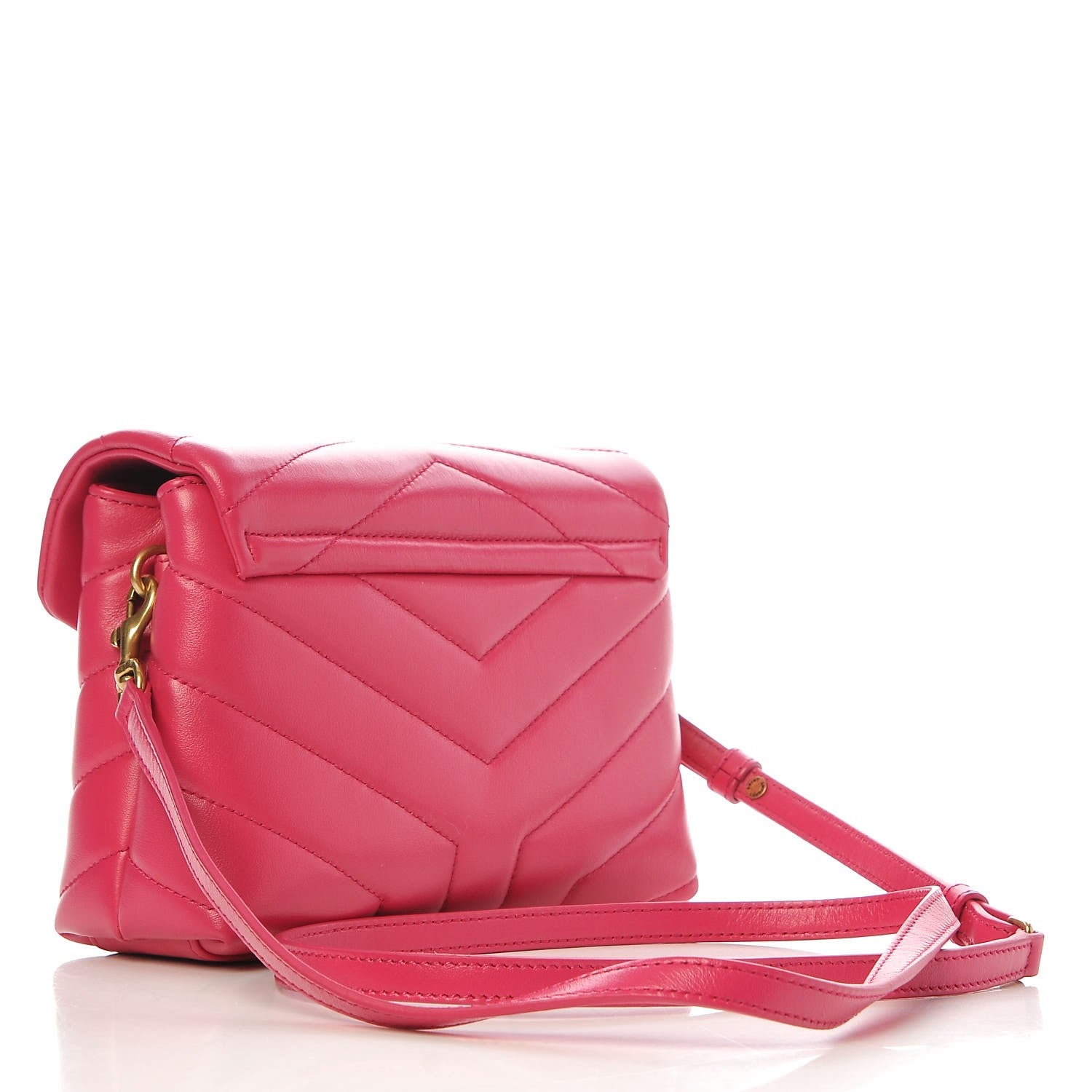 Saint Laurent Calfskin Y Quilted Monogram Toy Loulou Strap Bag Fresh Fuxia 3 of 7