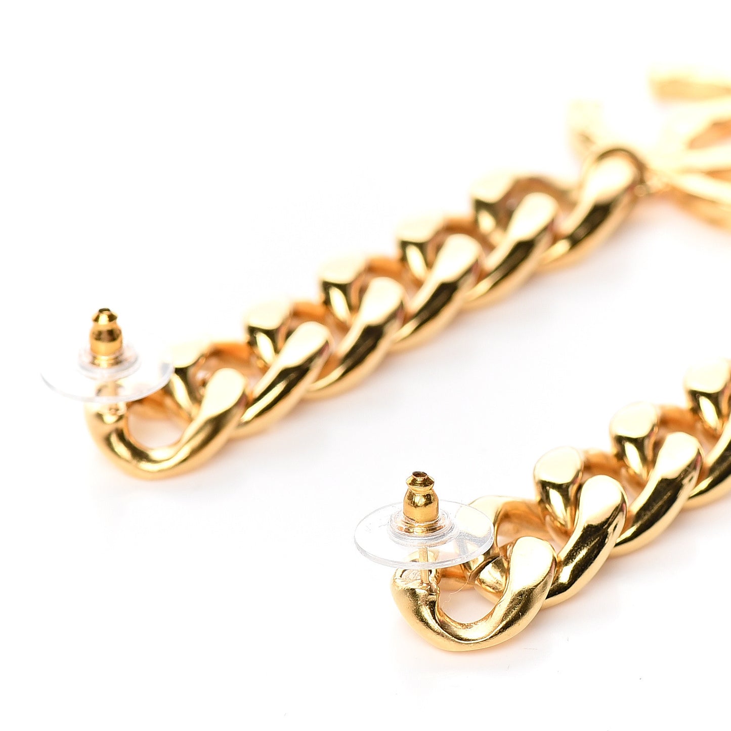 Metal CC Pick Drop Earrings Gold