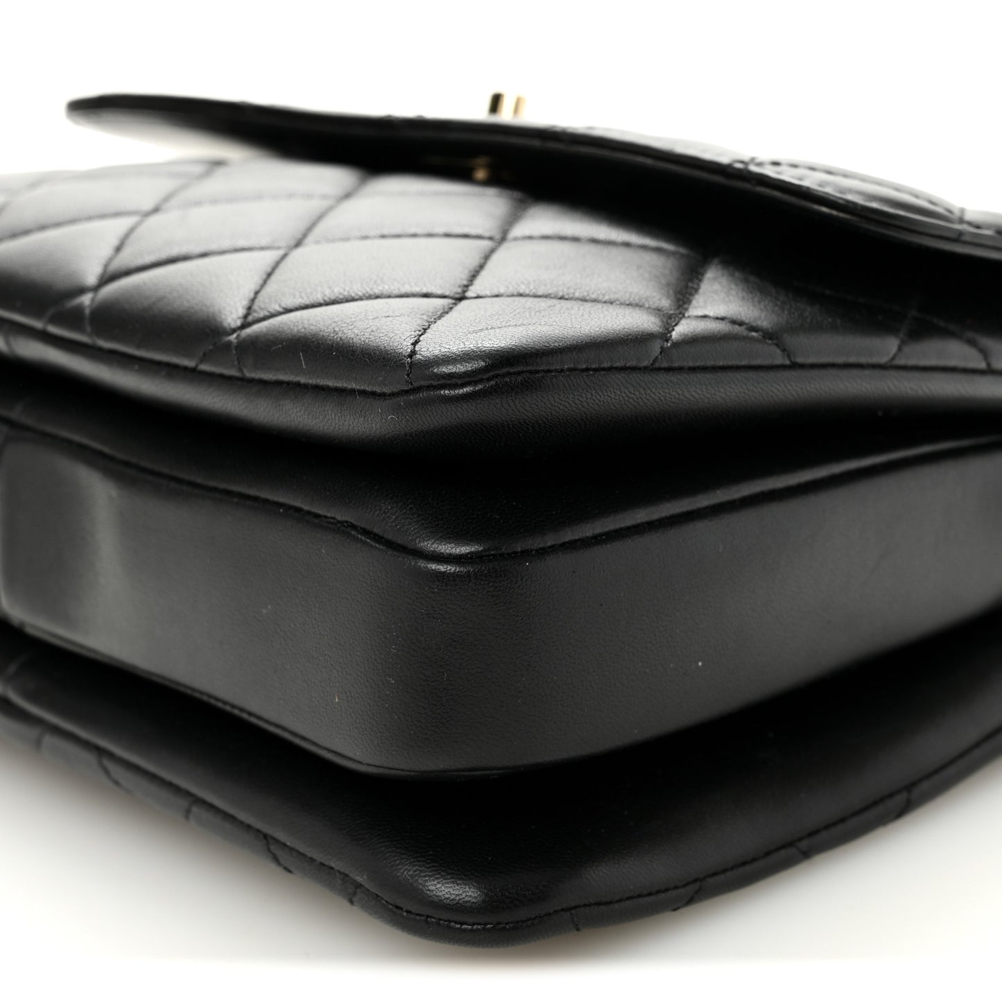 Lambskin Quilted Small Trendy CC Dual Handle Flap Bag Black