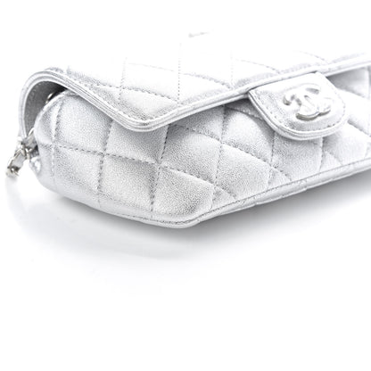 Chanel Metallic Lambskin Quilted Glasses Case With Chain Silver 6 of 11