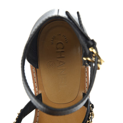 Chanel Lambskin Gladiator Chain Sandals 41 Black Gold 6 of 9