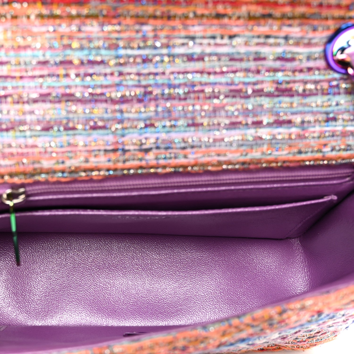 Chanel Tweed Quilted Mini Rectangular Flap Blue Pink Orange 5 of 10