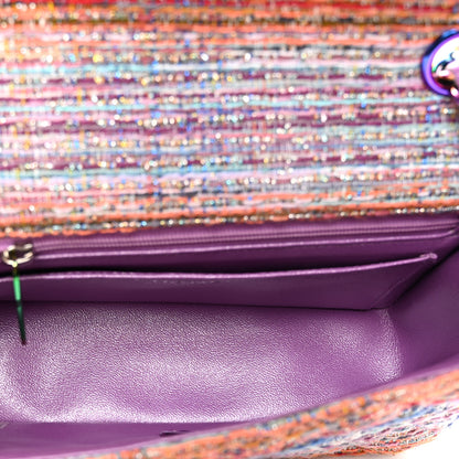 Chanel Tweed Quilted Mini Rectangular Flap Blue Pink Orange 5 of 10