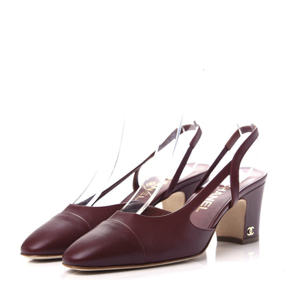 Chanel Calfskin Cap Toe CC Slingback Pumps 37 Brown 3 of 10