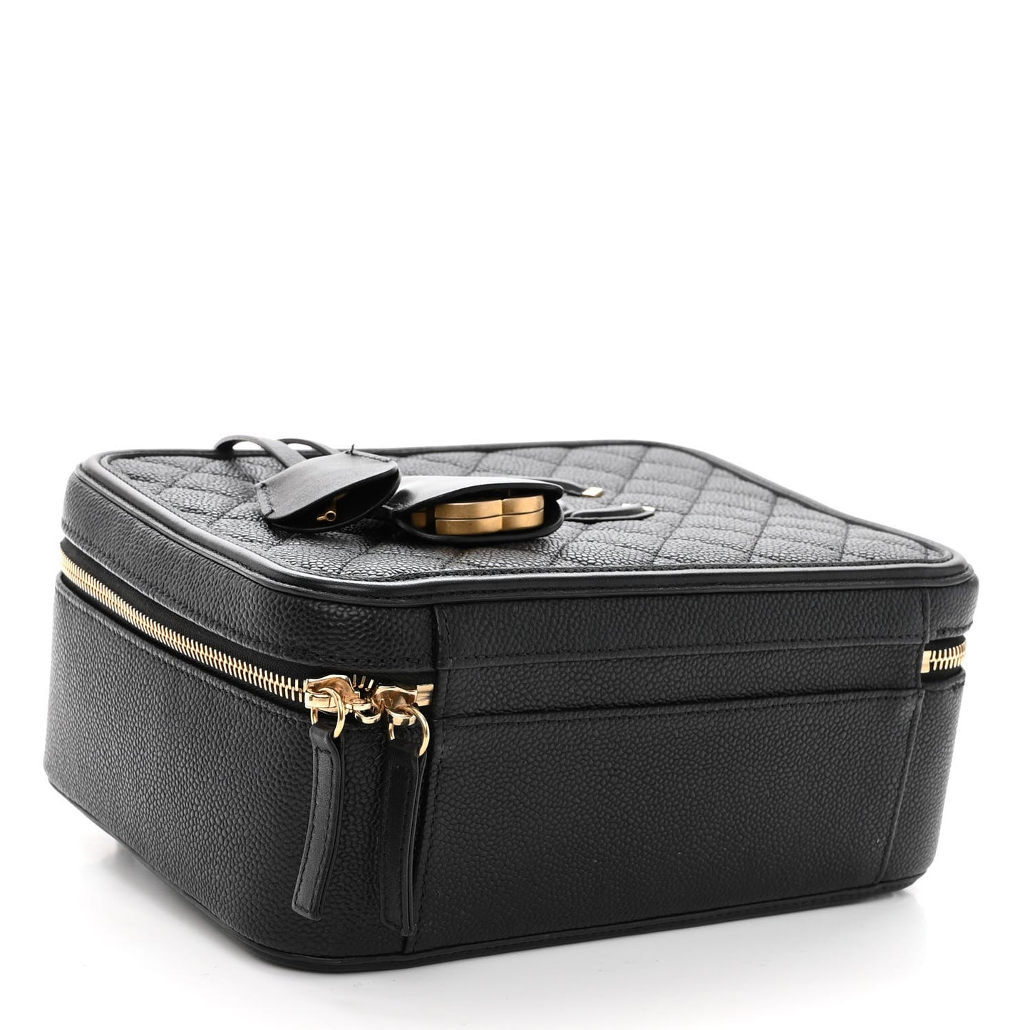 Caviar Quilted Large CC Filigree Vanity Case Black