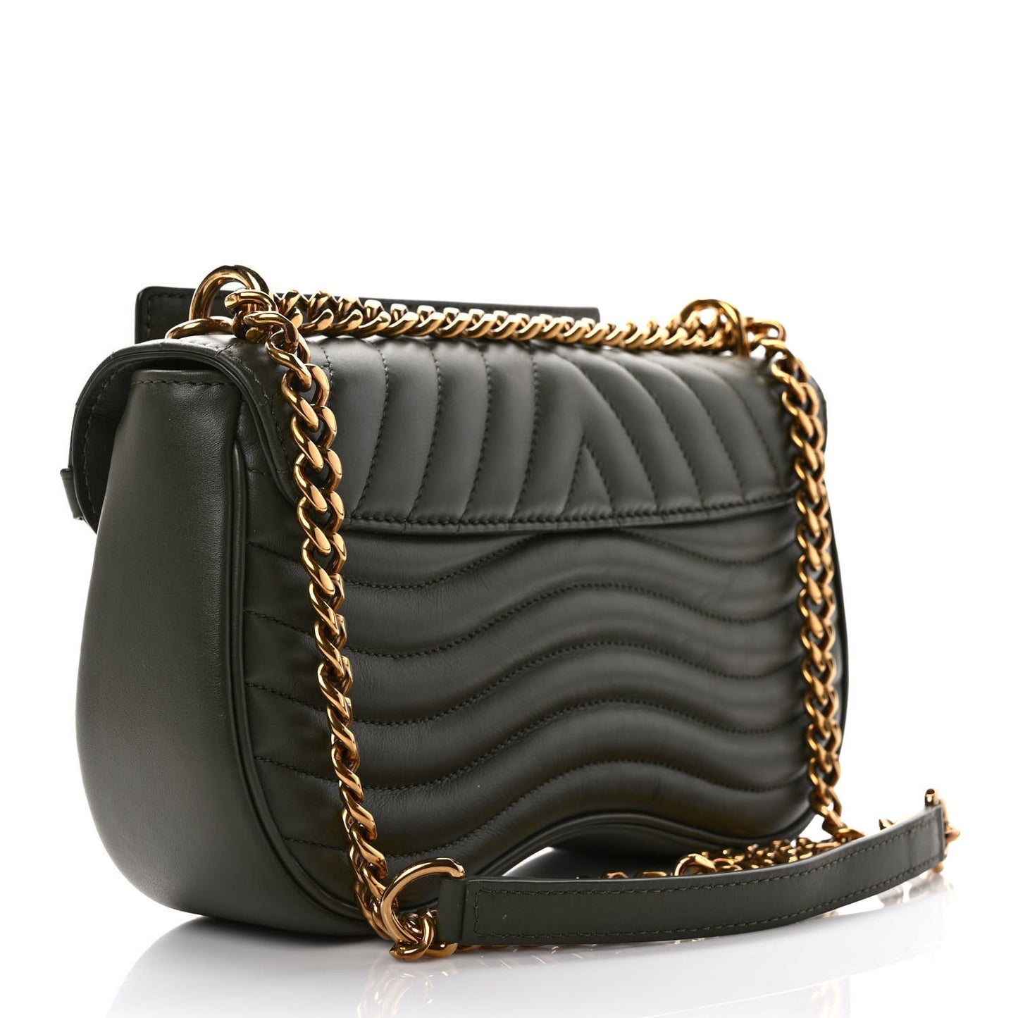 Calfskin New Wave Chain MM Kaki