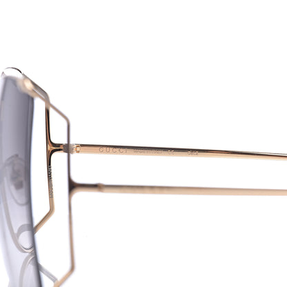 Gucci Oversized Round Sunglasses GG0252S Gold Grey 5 of 8