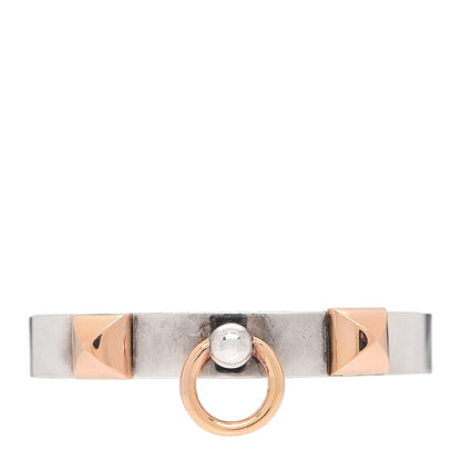 Hermes Sterling Silver 18K Rose Gold PM Collier De Chien Bracelet SH 1 of 5