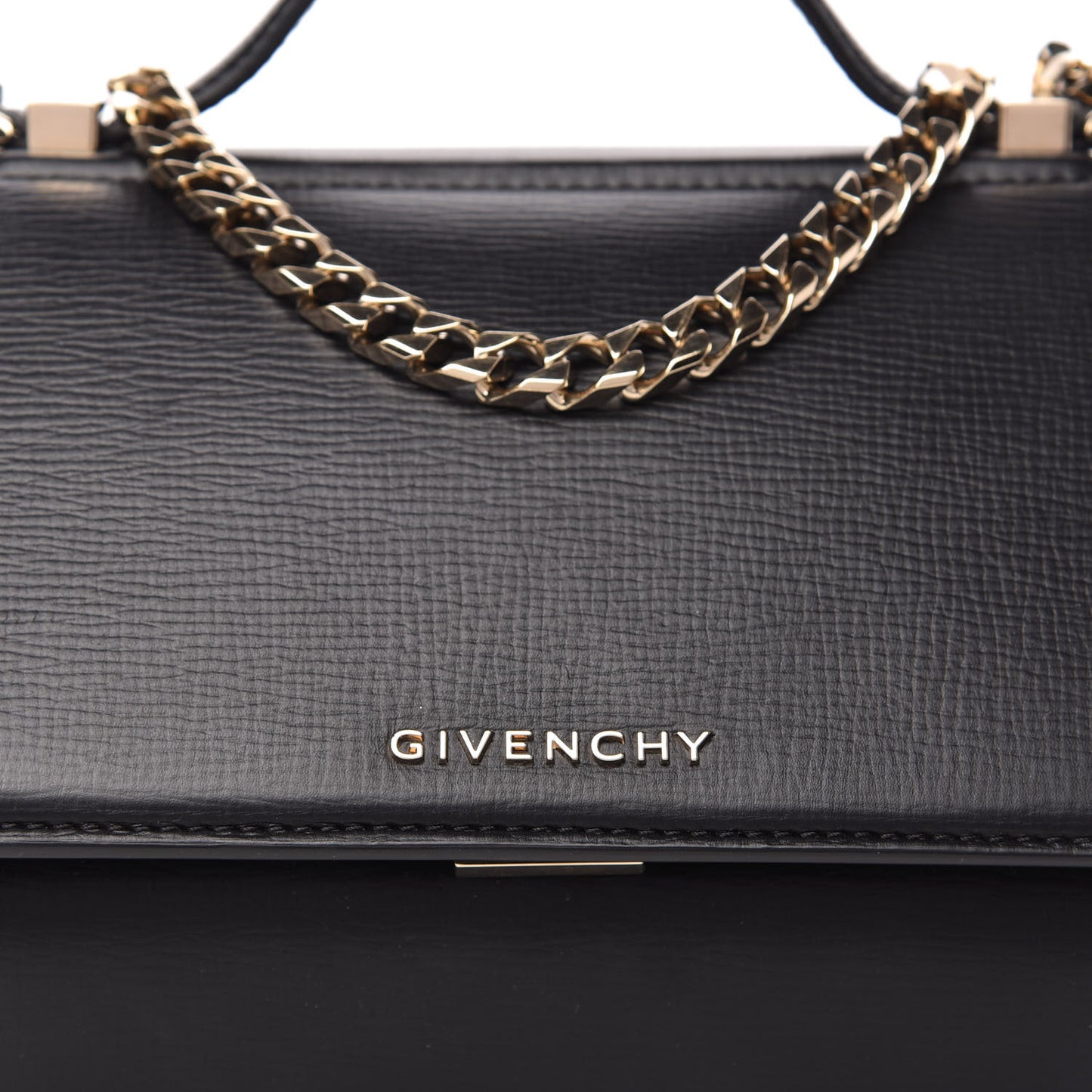 Textured Calfskin Mini Pandora Box Chain Crossbody Bag Black