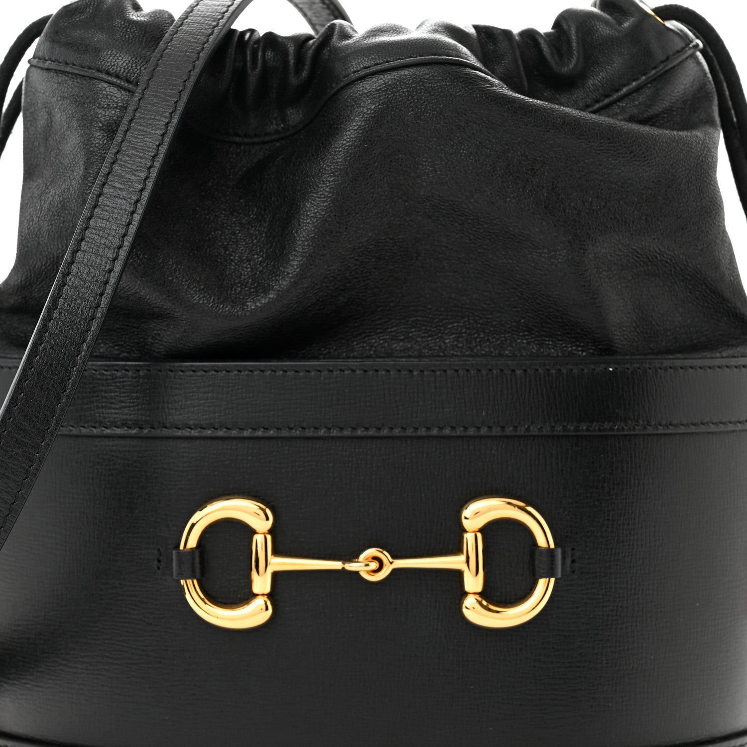 Gucci Azalea Sakai Calfskin Horsebit 1955 Drawstring Bucket Bag Black 15 of 19