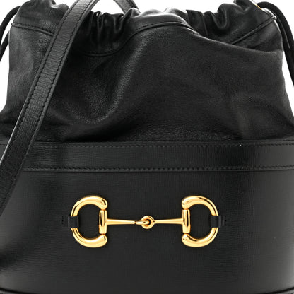Gucci Azalea Sakai Calfskin Horsebit 1955 Drawstring Bucket Bag Black 15 of 19