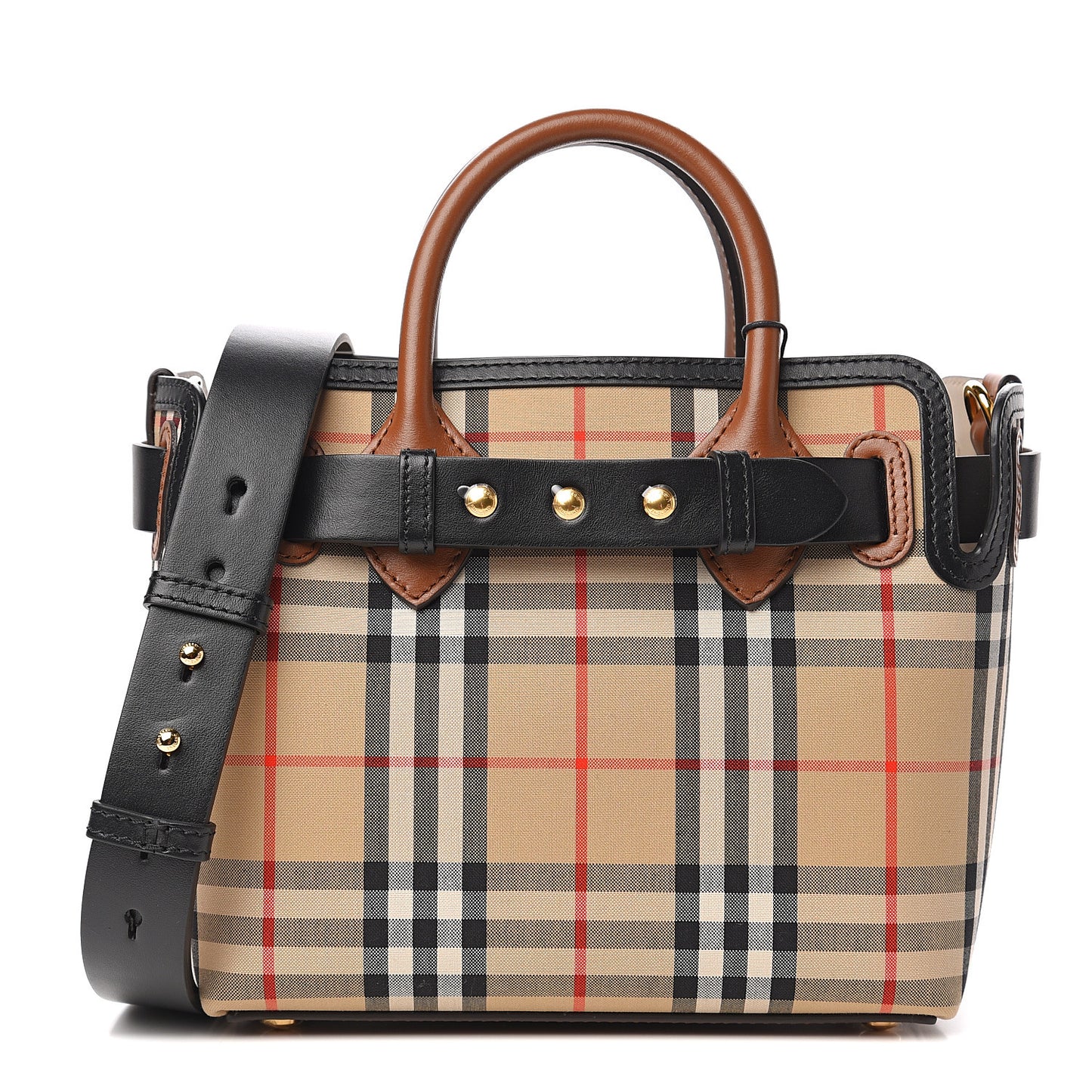 Calfskin Vintage Check Triple Stud Mini Belt Bag Archive Beige