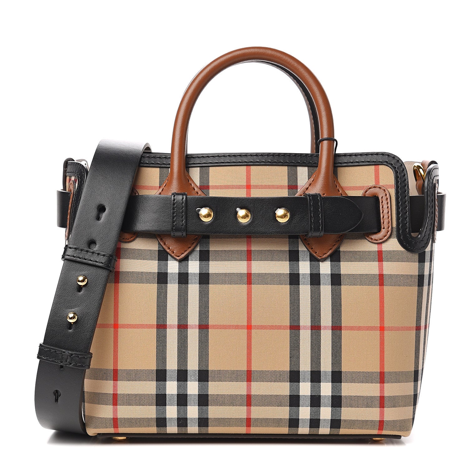 Burberry Calfskin Vintage Check Triple Stud Mini Belt Bag Archive Beige 1 of 9