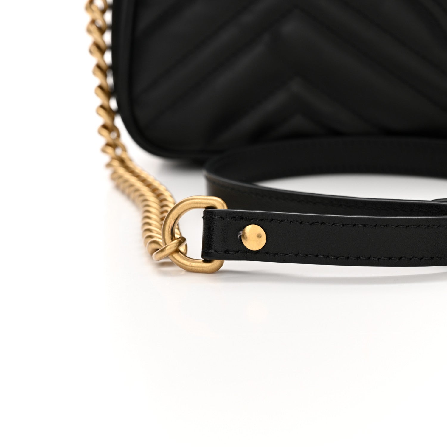 Gucci Calfskin Matelasse Small GG Marmont Top Handle Shoulder Bag Black 14 of 15