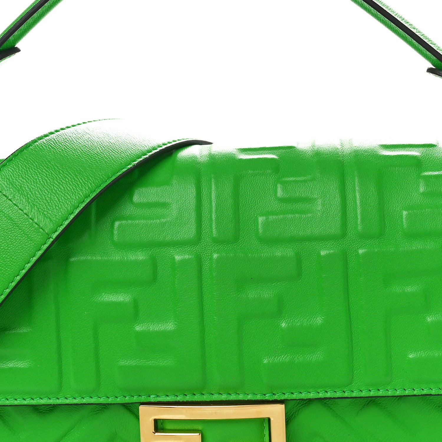 Fendi Nappa FF 1974 Embossed Baguette Tomatillo 8 of 10