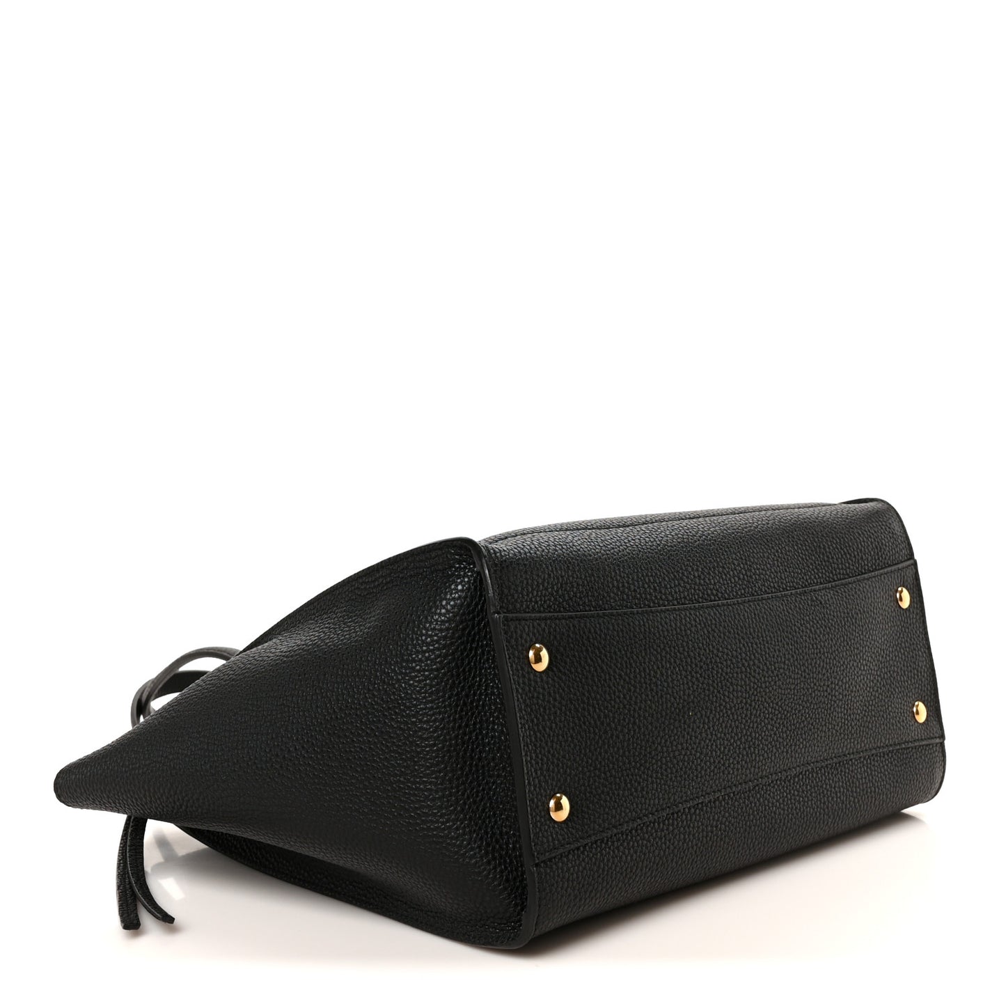 Hammered Calfskin Double Handle Medium Amy Tote Black