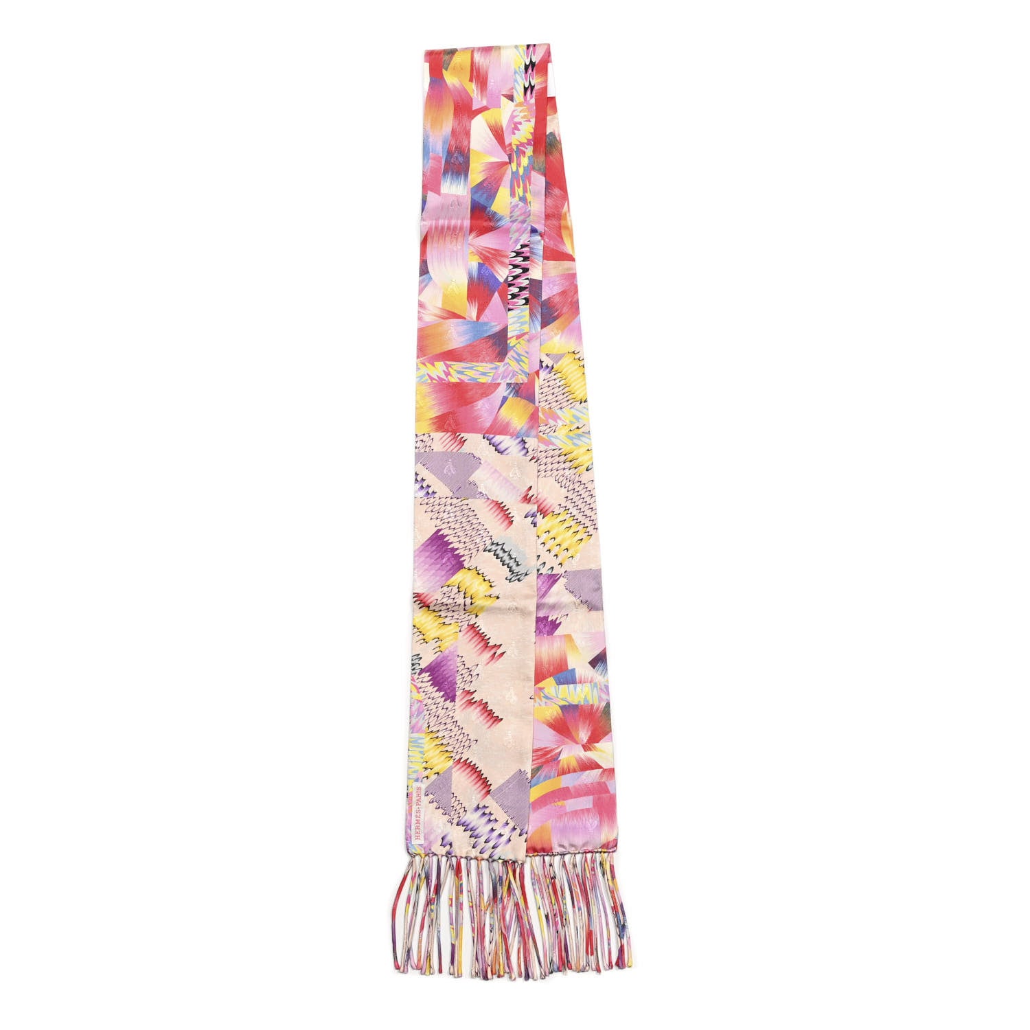 Hermes Silk Marble Fringed Muffler Rose Multicolor 2 of 4