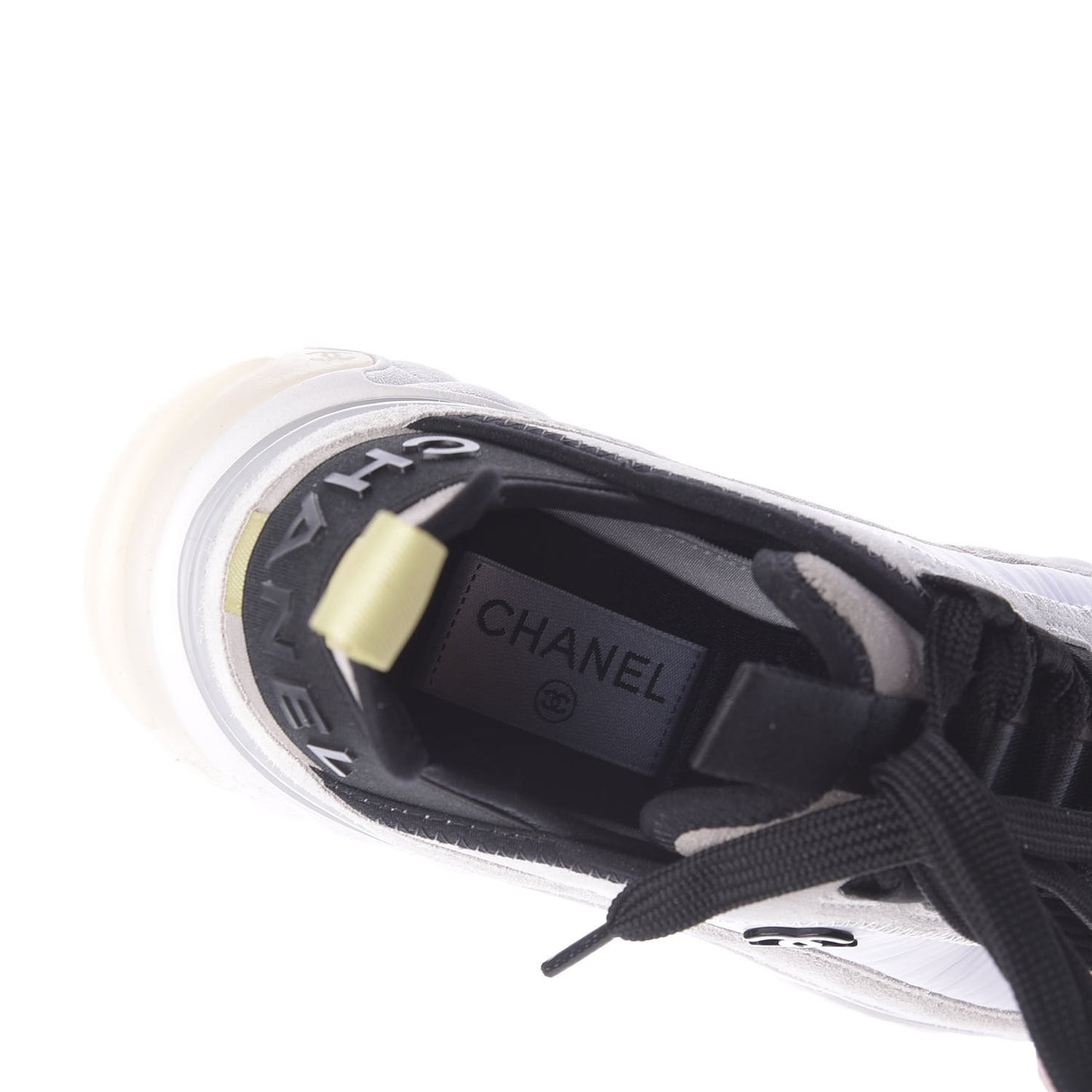 Nylon Calfskin Suede CC Sneakers 36.5 White Grey Yellow