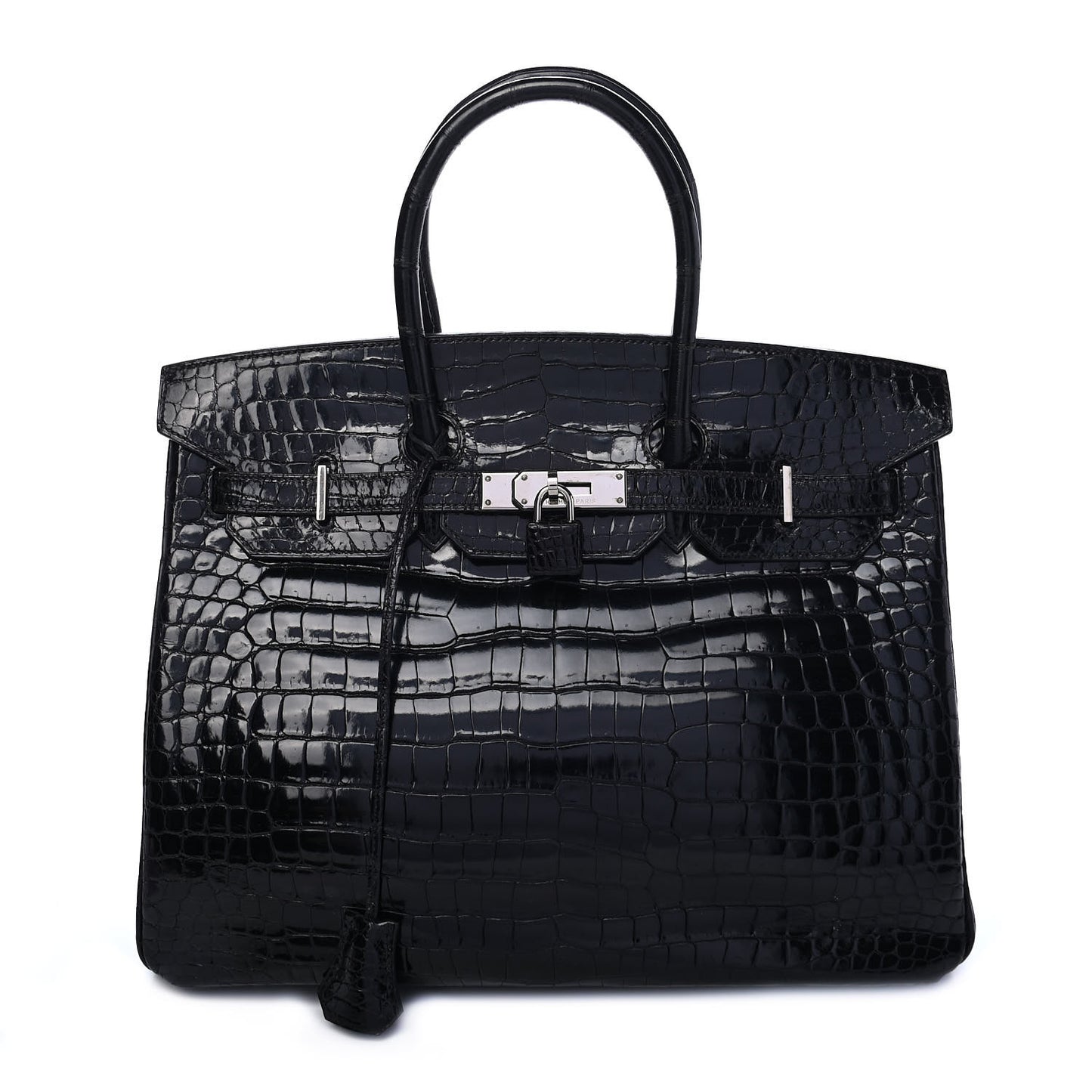 Shiny Porosus Crocodile Birkin 35 Black